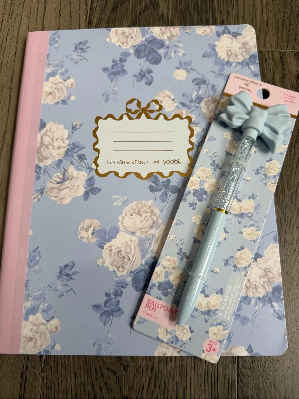 Bundle LoveShackFancy x Target Floral Notebook & Bow Pen Set Everblooming Roses